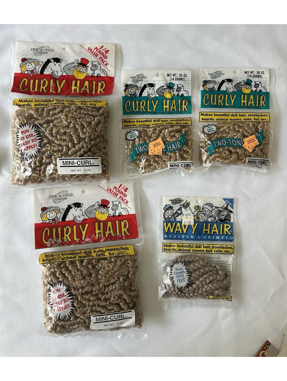 Lot Of 19 Full & Partial Bags Of Craft Doll Hair Wigs Various Colors & Textures - Picture 5 of 5